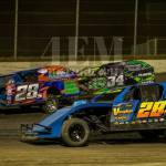 4.E.M. Photography
Aberdeens Jake Sorenson in the #28 car surges out front in an IMCA Modifieds race earlier this season.