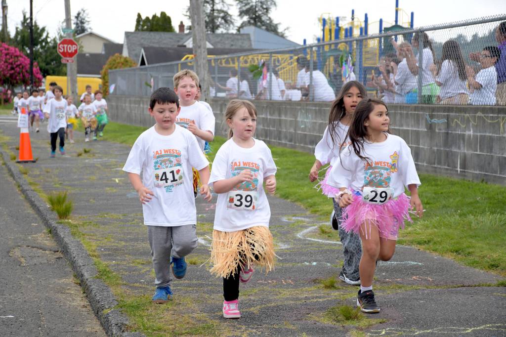 PHOTO BY RACHEAL ROSE 
Runners participate in the A.J. West Run Run on Friday, May 8 in Aberdeen.