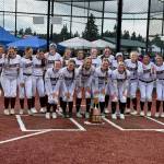SUBMITTED PHOTO The Montesano Bulldogs pose for a photo after winning their fourth consecutive district championship on Saturday at Fort Borst Park in Centralia.