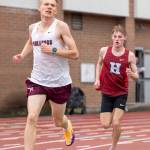 PHOTO BY FOREST WORGUM Montesanos Benny Anderson (left) leads Hoquiams Ryker Maxfield in a race at the 1A Evergreen League Championships on Friday at Montesano High School.