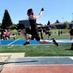 SUBMITTED PHOTO Ocostas Billy Burns competes in the triple jump at the 1B District 1/2/3/4 Championships on Thursday at Tigers Stadium in Centralia.