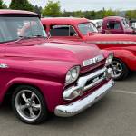 Gina and Jeff Moran from Aberdeen display their 1959 GMC pickup and 1940 Chevy Super Deluxe at the Bishop Athletic Complex Saturday.