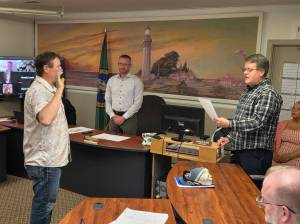 John Shaw / For The Daily World
At its May 11 meeting, the city of Westport appointed Rick Mature to City Council Position 5, replacing the late Frank Eshpeter.