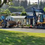 On Tuesday morning, construction crews working along W Spruce Avenue, between N 1st Street and N Main Street, struck a natural gas line, resulting in a gas leak, which prompted evacuations of nearby residences and business. At 4:00 p.m., Cascade Natural Gas secured the line and residents could return home.