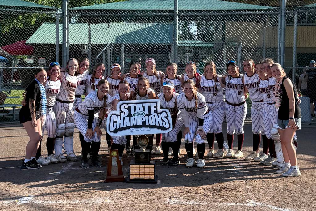 SUBMITTED PHOTO The Montesano Bulldogs completed a perfect season and won their second-consecutive state title, the 14th in program history, with an 8-0 win over Seton Catholic in the 1A State championship game on Saturday in Richland.