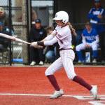 DAILY WORLD FILE PHOTO Montesano senior leadoff hitter Lex Stanfield connects for a hit during a game against Elma on April 23.