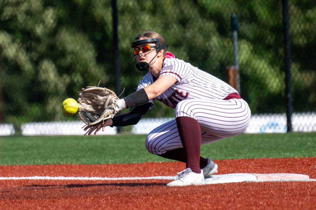 PHOTO BY FOREST WORGUM Montesano senior first baseman Regan Wintrip, seen here in a file photo, is part of a senior class to win three state championships in four years.