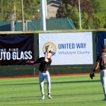 RYAN SPARKS | THE DAILY WORLD Montesano left fielder Mason Fry (left) makes a catch during a 2-1 loss to Kings in the 1A State championship game on Saturday at Joe Martin Stadium in Bellingham.