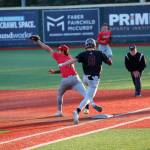 PHOTO BY MAX CHEN Montesanos Mason Fry (8) runs down the first-base line during a 2-1 loss to Kings in the 1A State championship game on Saturday at Joe Martin Stadium in Bellingham.