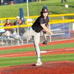 RYAN SPARKS | THE DAILY WORLD Montesano starting pitcher Kolson Hendrickson attempts a pickoff during a 2-1 loss to Kings in the 1A State championship game on Saturday at Joe Martin Stadium in Bellingham.