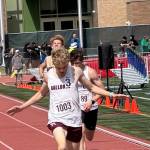 Benny Anderson at the finish of the 800 meter final at the state championships.