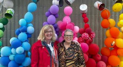 Douglas Orr photos / For The Daily World
Tammy Heth and Bebbi Jensen joined in the 10th-year anniversary celebration on Friday at the Aberdeen Art Center.