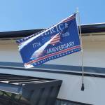 Andrea Watts / The Daily World
The city of Elma has decorated its city hall with a 250th anniversary flag and banners in the windows.