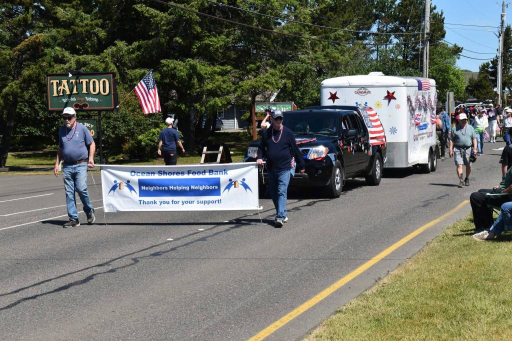 Jerry Knaak / The Daily World
The Ocean Shores Food Banks entry in the Ocean Shores Flag Day Parade.