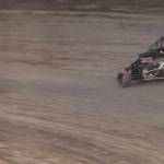 T. Michaels / The Daily World
NW Midget Focus race leaders (from left, Alex Peck, Michael Vollbrecht, and Doug Davenport) entering turn two in the championship final Sunday night at the Grays Harbor Raceway.