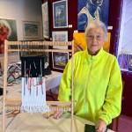 Jerry Knaak / The Daily World
Arlene Eubanks shows of a piece that uses African porcupine quills.