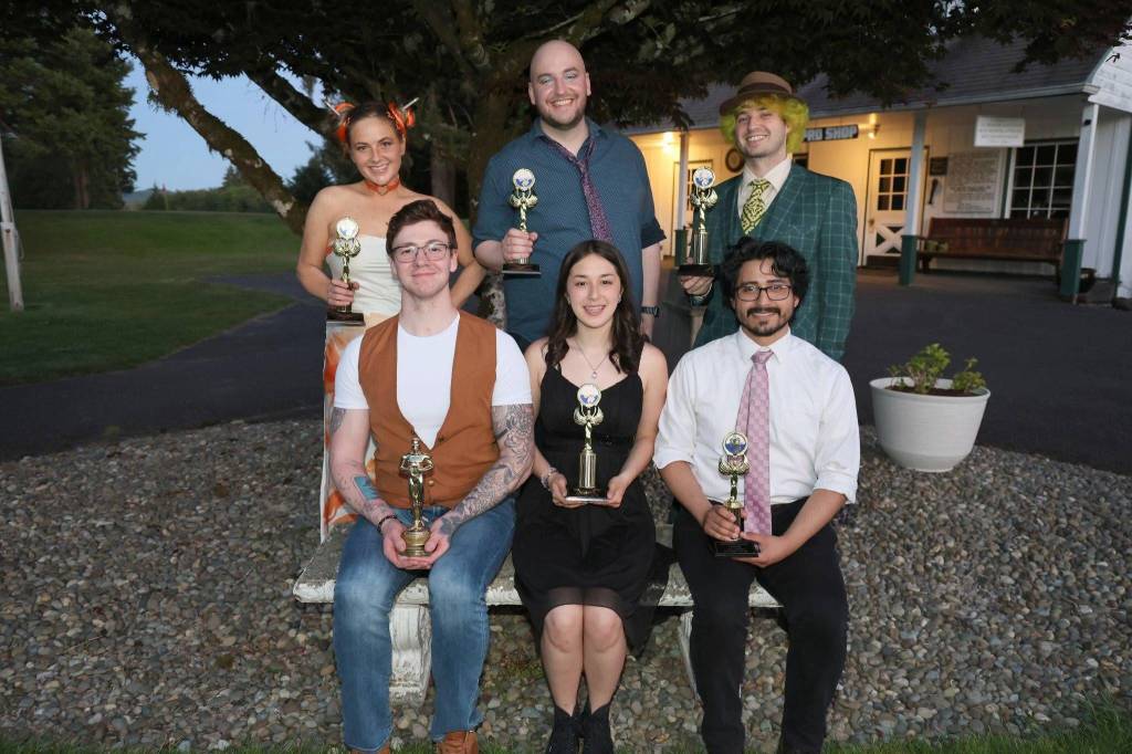 Keith Krueger
Driftwood Players award winners for the 2025/2026 season. Back row from left: Best Actress in a Supporting Role-Julayne Fleury (Matilda), Best Actor in a Lead Role-AJ Cooper (Matilda), Best Actor in a Supporting Role-Casey Bronson (Matilda), (front row, from left) The Ham Award-Cal Amendola (Matilda), Best Actress in a Lead Role-Jasmine Jo Lock (The Diary of Anne Frank), and Best Actor in a Small Role-Carlos Cruz (Kongs Night Out). Not pictured: Mabs George Service Award-Katharyn Duffy, Betty Butler Award-Mark Scoones and Best Actress in a Small Role-Debbie Scoones