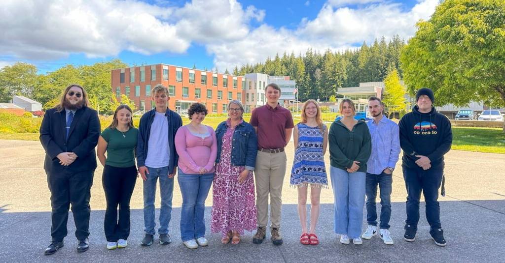Grays Harbor College
Grays Harbor College 4.0 Graduates from left: Gray Bearden, Anna OConner, Benny Anderson, Natalie Wharton, GHC President Dr. Carli Schiffner, Joseph Burkhart, Sarah OHagan, Sasha Leatherman, Justin Inoan Pop and Justin Whitaker. Not pictured: Ryan Anderson, Madeline Kaivo-Houlton and Owen Rabey.
