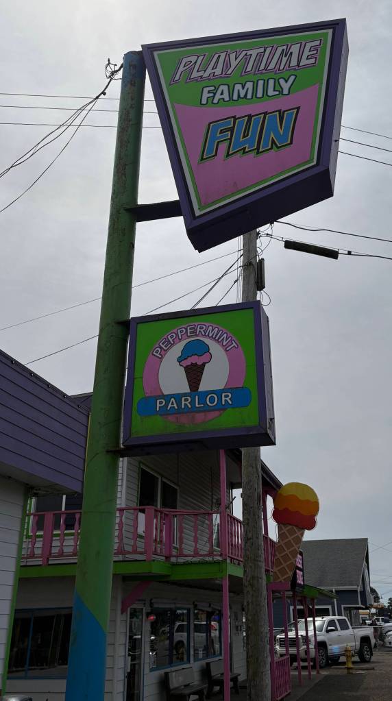 Peppermint Parlor is right next door to Playtime Family Fun in Ocean Shores.