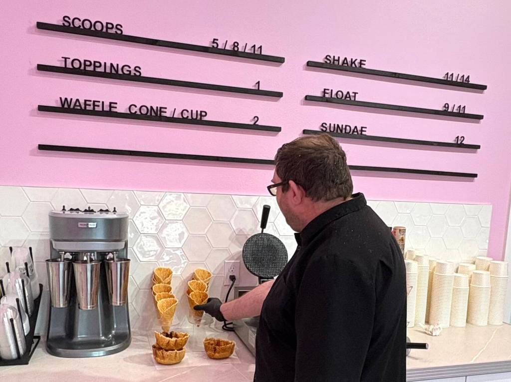 Clay gets ready to serve up a confection at The Salty Scoop at Oyhut Bay Seaside Resort.