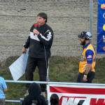 Shane Kerrigan sings his version of Proud to be an American after winning in the Super Stocks on Americas 250th weekend.