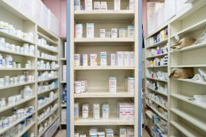 Eric Thayer / Getty Images
Medications are stored on shelves at a pharmacy on May 12, 2025 in Los Angeles, California.