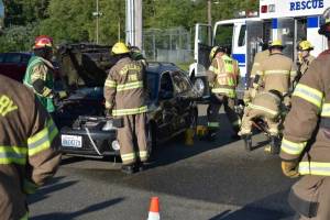The Daily World file photo
McCleary Fire Department personnel gave residents a demonstration on how they use the Jaws of Life to save people from cars when a collision happens. The demonstration was given during National Night Out in Beerbower Park in McCleary on Aug. 2, 2022.
