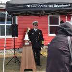 Jerry Knaak / The Daily World
Ocean Shores Fire Chief Brian Ritter rings the South Fire Stations bell for the first time.