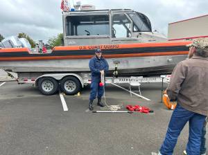 Mike Barkstrom photos / For The Daily World
A member of the Coast Guard was there to answer questions about their rescue boats.