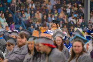 Chris Majors / Grays Harbor College
Taya Do receiving the Grays Harbor College Faculty of the Year award during commencement.