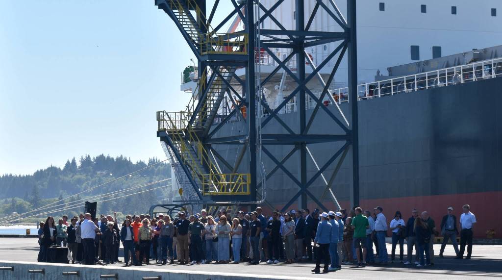 Jerry Knaak / The Daily World
Attendees take a walking tour of the Port of Grays Harbor Terminal 4.