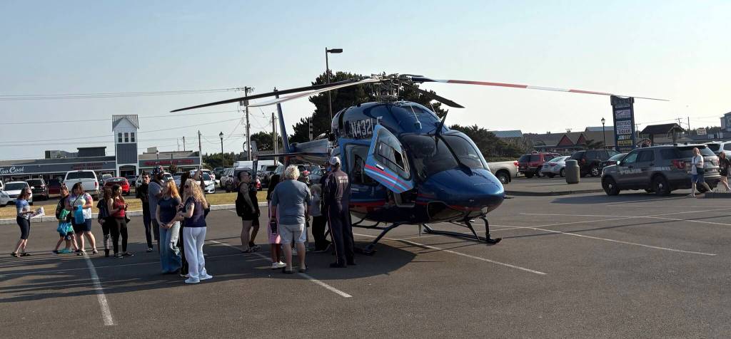 The Life Flight helicopter was a popular attraction at Ocean Shores National Night Out. (Jerry Knaak / The Daily World)