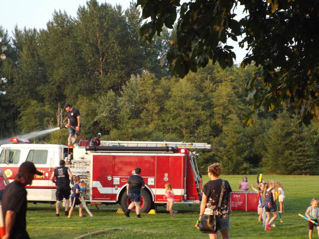 Andrea Watts / The Daily World
At Beerbower Park in McCleary, kids and adults had fun and stayed cool thanks to the water wars made possible by the McCleary Fire Department.