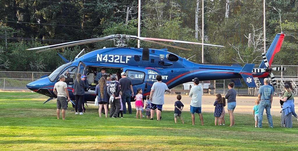 The Life Flight helicopter also made an appearance at the Westport National Night Out. (John Shaw / For The Daily World)