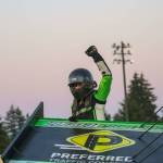 David Greene celebrates after winning the 360 Limited Sprints at Grays Harbor Raceway Saturday.