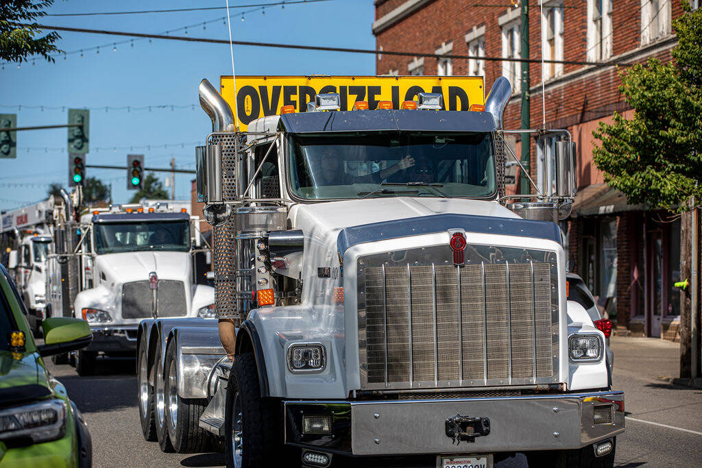 The Reed Convoy rolls through downtown Montesano on Saturday on its way to Elma.
